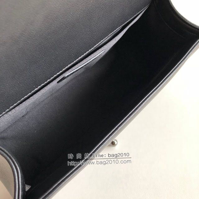 Chanel女包 香奈兒專櫃經典款菱格boy包 Chanel小羊皮鏈條女包 67086黑色  djc4215
